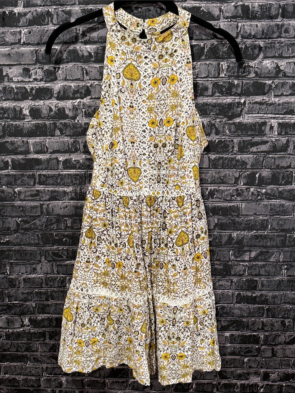 Backless Floral Midi Dress in Yellow and White